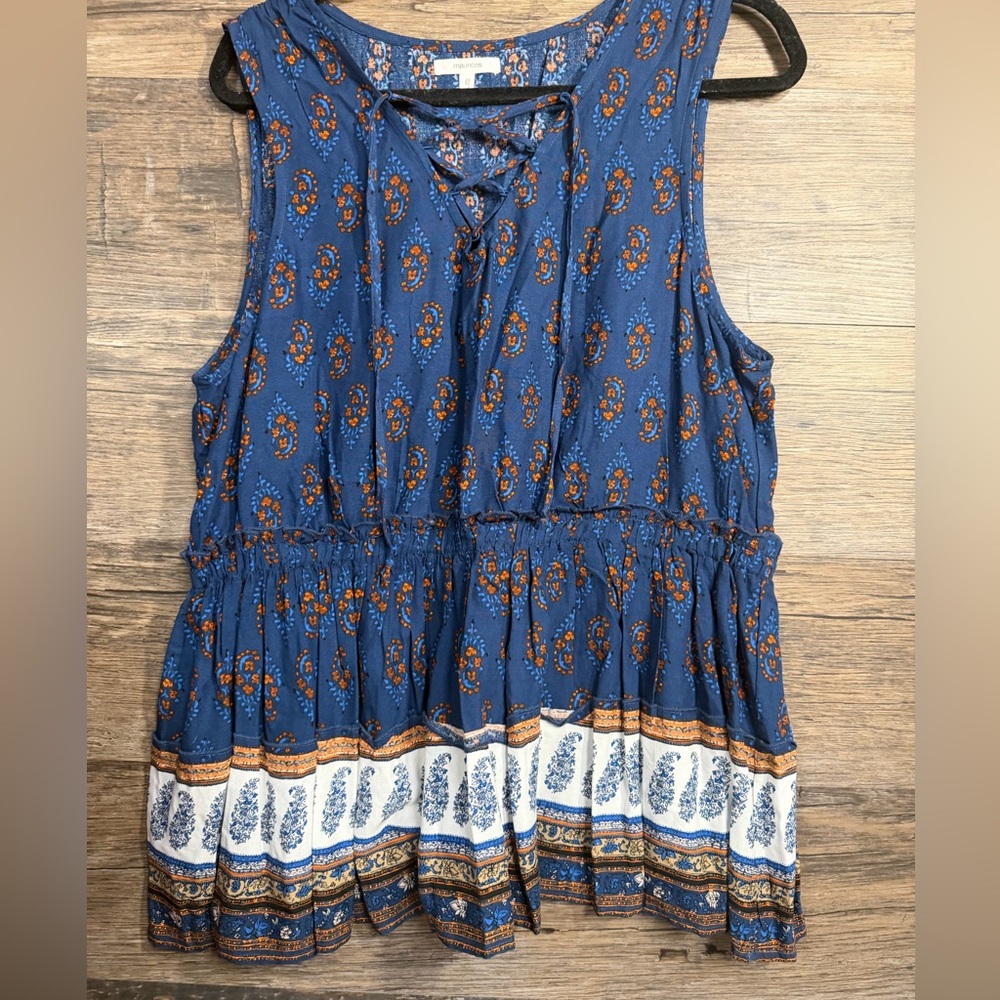 Maurices Blue and Orange Patterned Tank Top